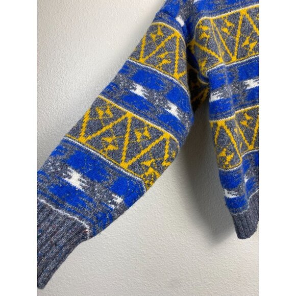 Vintage Hunt‎ Club Wool blend Women Sweaters size Medium Nordic Geometric Blue - Picture 6 of 9